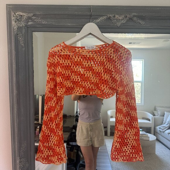 Emory‎ Park Long Sleeve Crochet Cropped Top Size Small - Picture 3 of 9